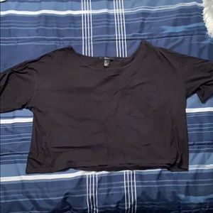 Black crop top with chest pocket